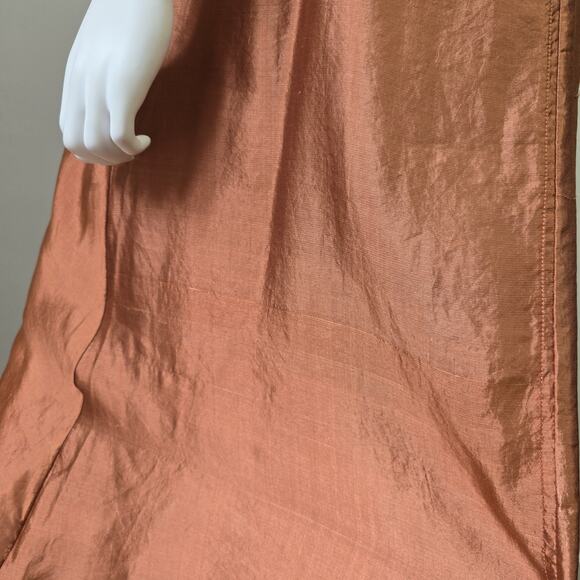 Peruvian Connection Midi Dress Size M Copper Rust Lined 100% Silk Strappy Layer - Picture 5 of 9
